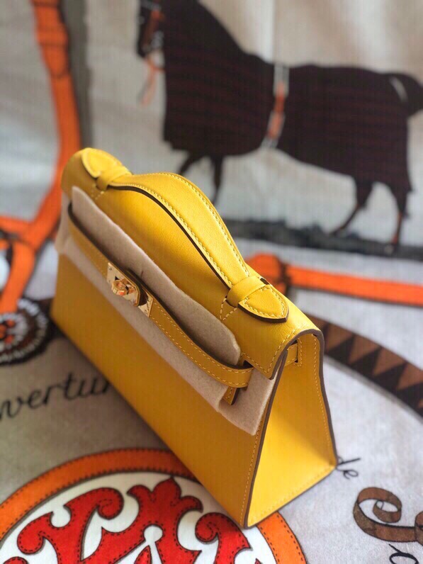 에르메스 미니 켈리백22 앰버 옐로우 금장 스위프트